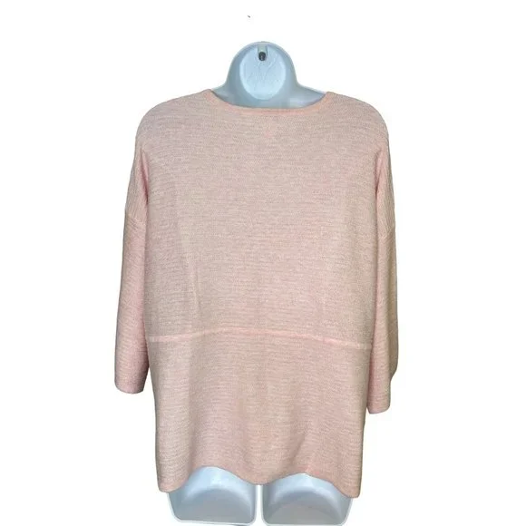 J. Jill Pure Jill Pink Cotton Pullover Top Half Sleeve Oversized Size Small - Picture 4 of 5